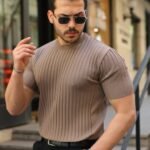 Erkek Fitilli Bisiklet Yaka Kısa Kollu Tişört
