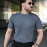 Erkek Fitilli Bisiklet Yaka Kısa Kollu Tişört