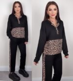 Kadın Uzun Kollu Leopar Detay Sweat Ve Yanı Leopar şerit Detay Pantolon Ikili Takım - Görsel 10
