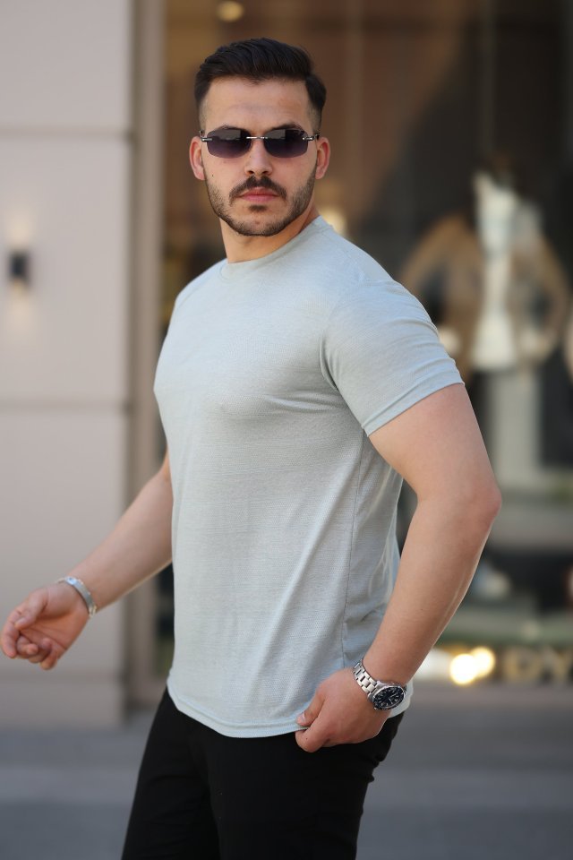 7c0fef7e754e65d13f84eb74260ed50b.jpg Erkek Mini Jakarlı Kısa Kollu T-shirt - Görsel 1