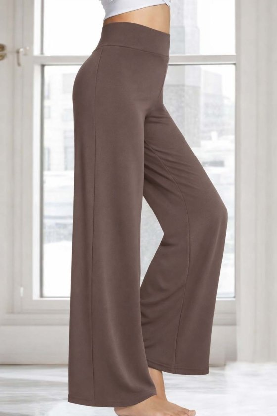 7e7269d27d8cbb2644e0.jpeg Kadın Yüksek Bel Beli Geniş Paçalı Uzun Janjan Krep Pantolon - Görsel 1
