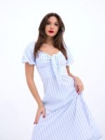 5948 ELBİSE-LOS ANGELES ÇİZGİLİ - Görsel 3