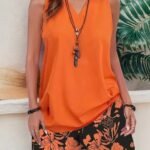 Kadın Askılı V Yakalı Sandy Bluz Ve Desenli Short Ikili Takım