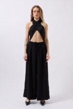 Düşük Bel Oversize Keten Pantolon - Görsel 2