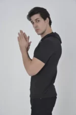 Erkek Kapşonlu Slim Fit T-shirt - Siyah - Görsel 2