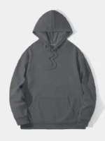 Erkek Düz Kapüşonlu Sweat - Füme - Görsel 2