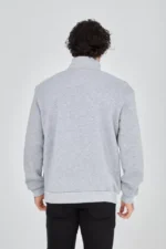 Erkek Yarım Fermuarlı Baskılı Sweat - Gri - Görsel 2