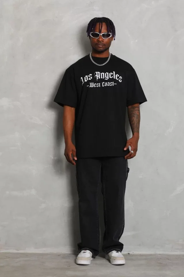 TY65d4bfd3aef8b65d4bfd3aef8d.webp Unisex Oversize Baskılı Bisiklet Yaka T-Shirt - Siyah - Görsel 1