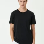 Unisex Basic Bisiklet Yaka Regular T-Shirt - Siyah