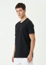 Unisex Basic Bisiklet Yaka Regular T-Shirt - Siyah - Görsel 3