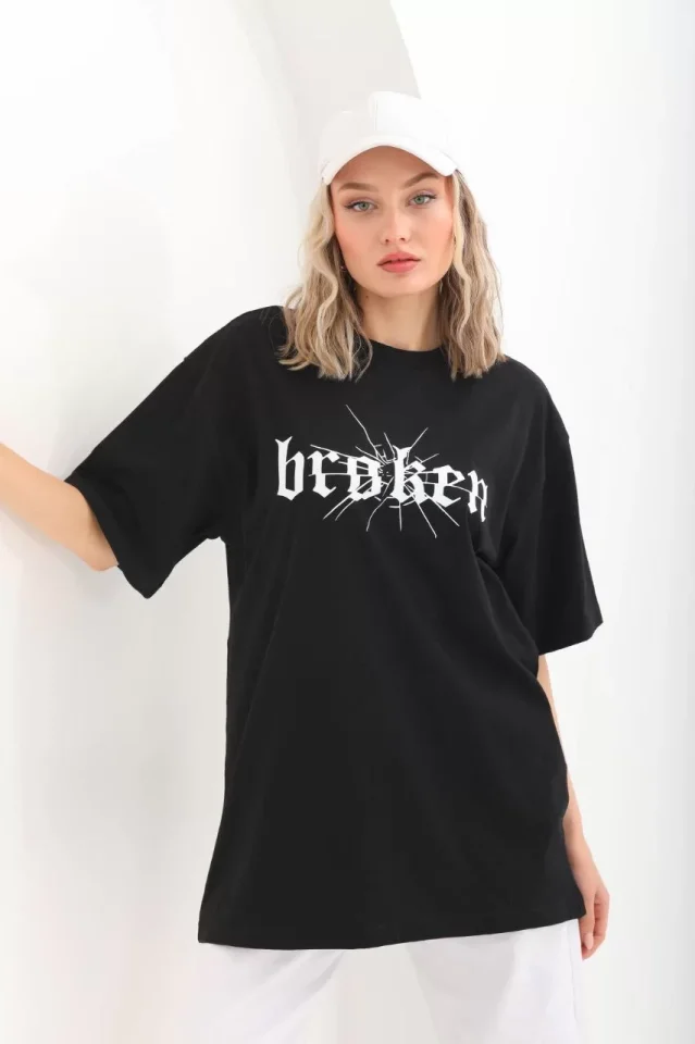 TY65ea2fac30d8e65ea2fac30d91.webp Unisex Baskılı Oversize T-Shirt - Siyah - Görsel 1