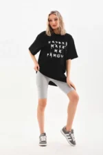 Unisex Baskılı Oversize T-Shirt - Siyah - Görsel 4