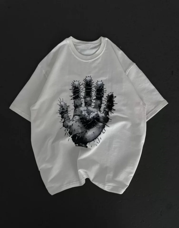 TY663a9ae16516c663a9ae16516e.webp Unisex Bisiklet Yaka Baskılı Oversize T-Shirt - Beyaz - Görsel 1