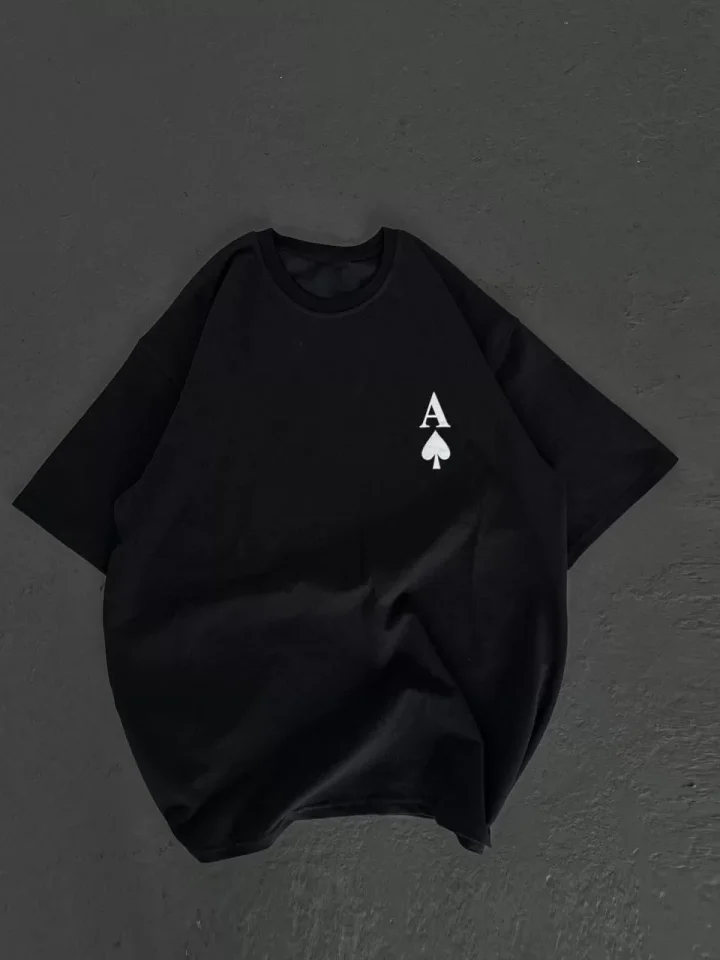 TY663a9aeb83666663a9aeb83668.webp Unisex Bisiklet Yaka Baskılı Oversize T-Shirt - Siyah - Görsel 1