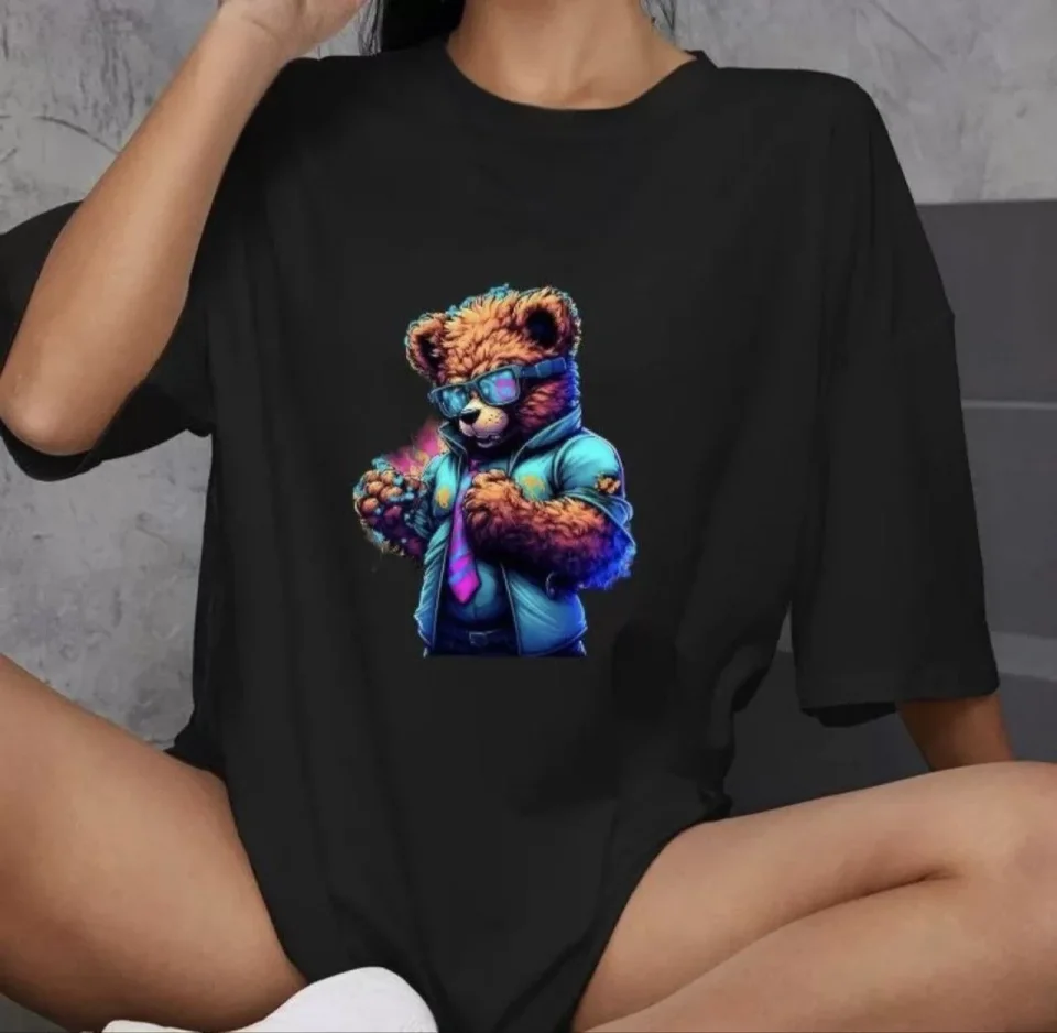 TY663a9b4a1965b663a9b4a1965d.webp Unisex Bisiklet Yaka Baskılı Oversize T-Shirt - Siyah - Görsel 1