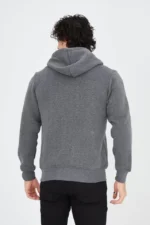 Unisex Tam Fermuarlı Kapşonlu  SweatShirt - Füme - Görsel 2