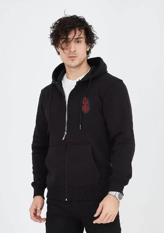 TY66d23764319ab66d23764319ac.webp Unisex Baskılı Tam Fermuarlı Kapşonlu SweatShirt - Siyah - Görsel 1