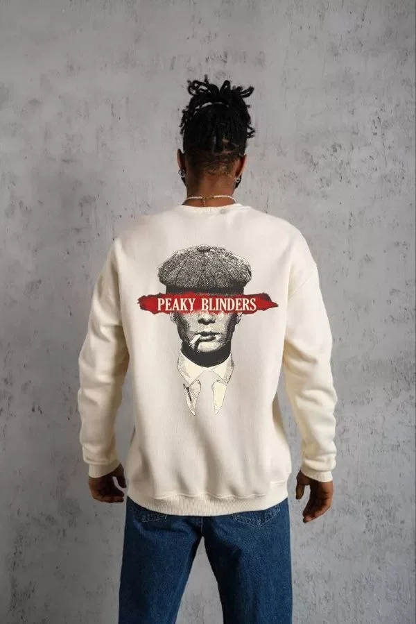 TY66d2dfd9a179166d2dfd9a1794.webp Unisex Bisiklet Yaka Baskılı Oversize Sweatshirt - Beyaz - Görsel 1