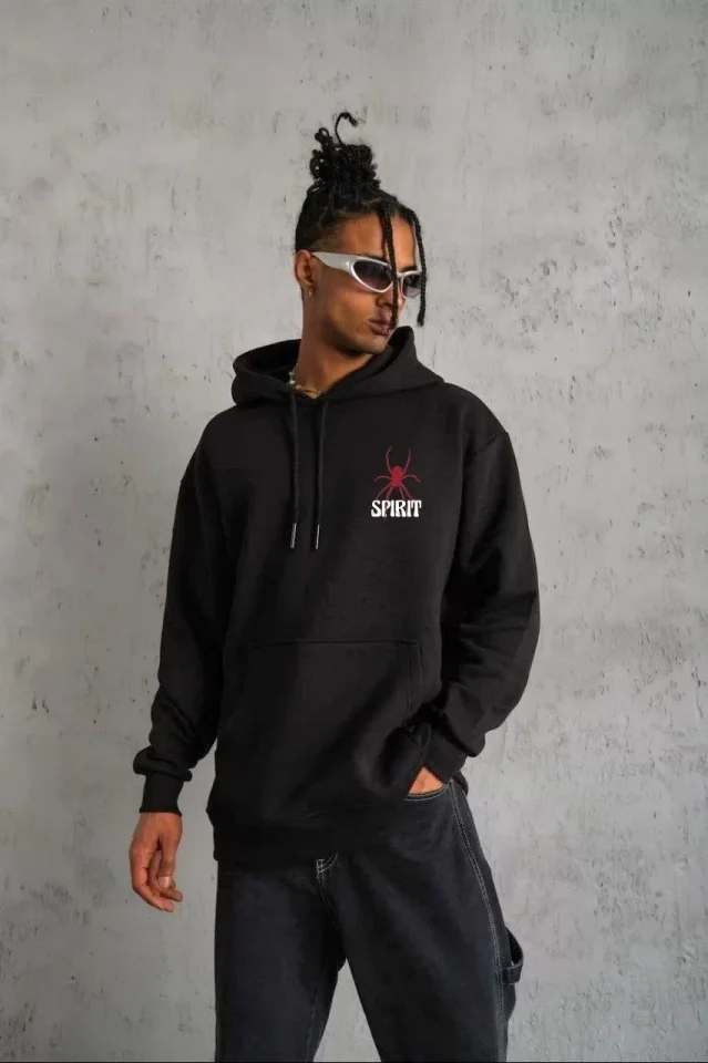 TY66d62bd9dc56466d62bd9dc566.webp Unisex Kapşonlu Baskılı Sweetshirt - Siyah - Görsel 1