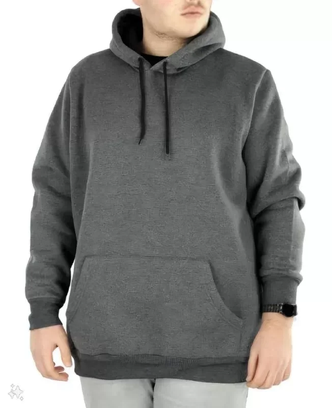 TY66db71aa3fb9966db71aa3fb9a.webp Erkek Uzun Kol Kapşonlu Basic Sweatshirt Hoodie - Füme - Görsel 1
