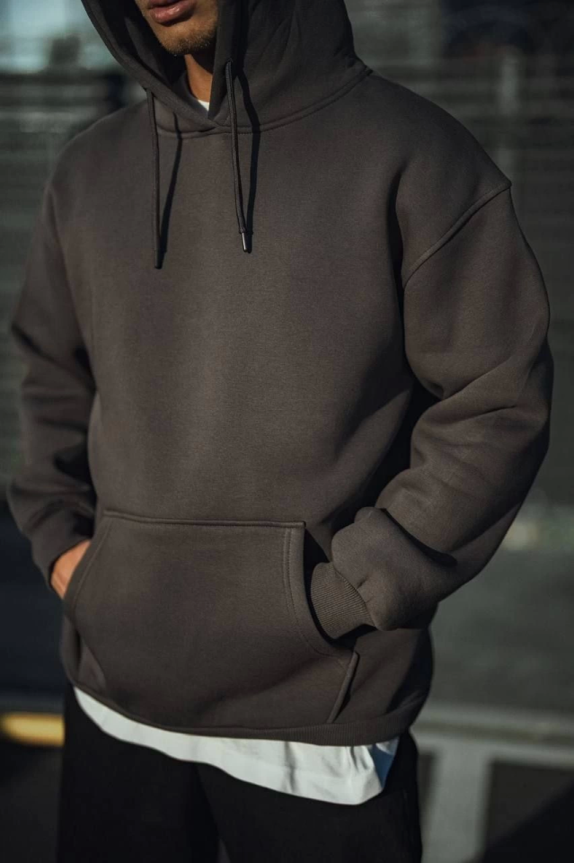 TY66f872f03b07866f872f03b07a.png Üç İplik Penye Kapşonlu Basic SweatShirt - Antrasit - Görsel 1