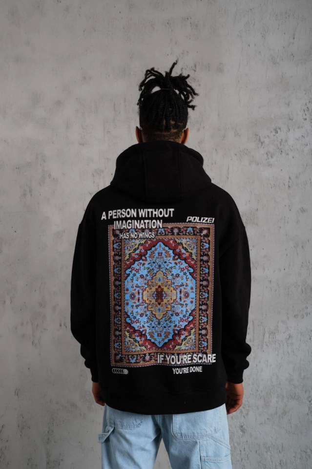 TY66fc67167b96966fc67167b96b.png Erkek Kilim Desen Kapüşonlu - Siyah - Görsel 1