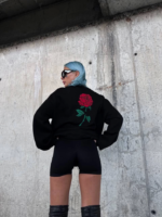 Oversize Üç İplik Bisiklet Yaka Baskılı SweatShirt - Siyah - Görsel 3