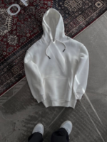 Kapşonlu Üç İplik Penye Basic SweatShirt - Beyaz - Görsel 2