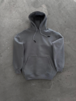 Kapşonlu Üç İplik Penye Basic SweatShirt - Boyalı Gri - Görsel 2