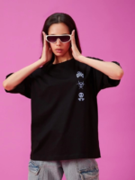 Baskılı Oversize T-shirt - Siyah - Görsel 2
