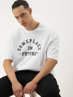 Erkek Baskılı Oversize T-shirt - Beyaz - Görsel 2