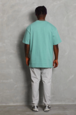 Unisex Oversize Düz Bisiklet Yaka T-Shirt - Mint Yeşili - Görsel 2