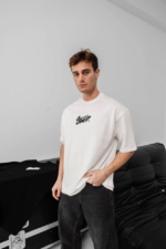 Erkek Baskılı Oversize T-shirt - Beyaz - Görsel 4