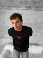 Ön Ve Arka Baskılı Oversize Bisiklet Yaka T-shirt- Siyah - Görsel 3