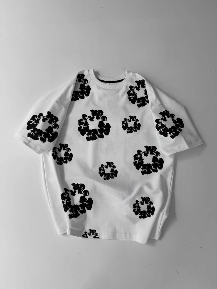 TY67e5c0a6b4e8167e5c0a6b4e83.png Ön Ve Arka Baskılı Oversize Bisiklet Yaka T-shirt- Beyaz - Görsel 1