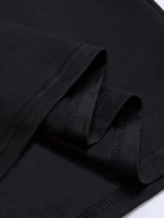 Baskılı Oversize Bisiklet Yaka T-shirt - Siyah - Görsel 4