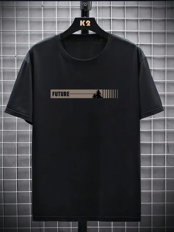 TY680d4de777b2b680d4de777b2d.png Baskılı Oversize Bisiklet Yaka T-shirt - Siyah - Görsel 1