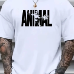 Baskılı Oversize Bisiklet Yaka T-shirt - Beyaz