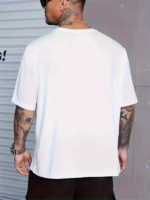 Baskılı Oversize Bisiklet Yaka T-shirt - Beyaz - Görsel 2