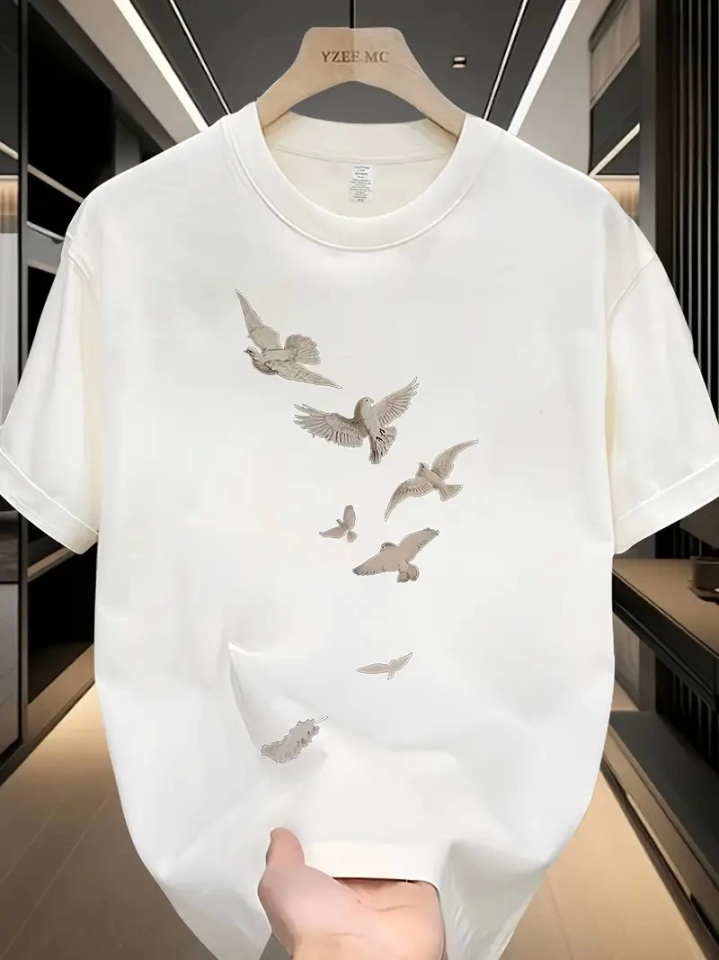 TY680d4e1651b8e680d4e1651b90.png Baskılı Oversize Bisiklet Yaka T-shirt - Beyaz - Görsel 1