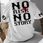 Baskılı Oversize Bisiklet Yaka T-shirt - Beyaz