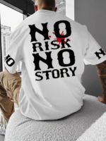 Baskılı Oversize Bisiklet Yaka T-shirt - Beyaz