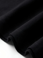 Baskılı Oversize Bisiklet Yaka T-shirt - Siyah - Görsel 3
