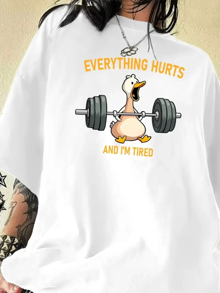 TY680d54e0a04b0680d54e0a04b3.png Baskılı Oversize Bisiklet Yaka T-shirt - Beyaz - Görsel 1