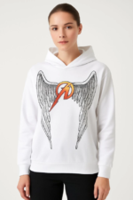 Metallica İki İplik Kapüşonlu Ön Ve Arka Baskılı Hoodie - Beyaz - Görsel 2