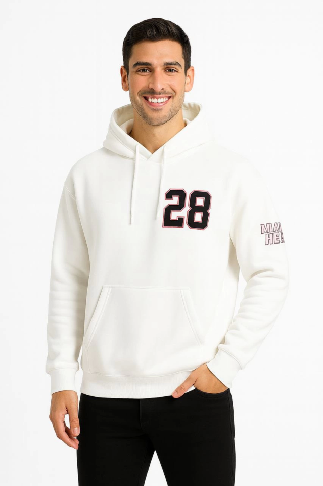 TY68b36b040bc6868b36b040bc6a.png Üç İplik Kapüşonlu Ön Ve Arka Baskılı SweatShirt Hoodie - Beyaz - Görsel 1