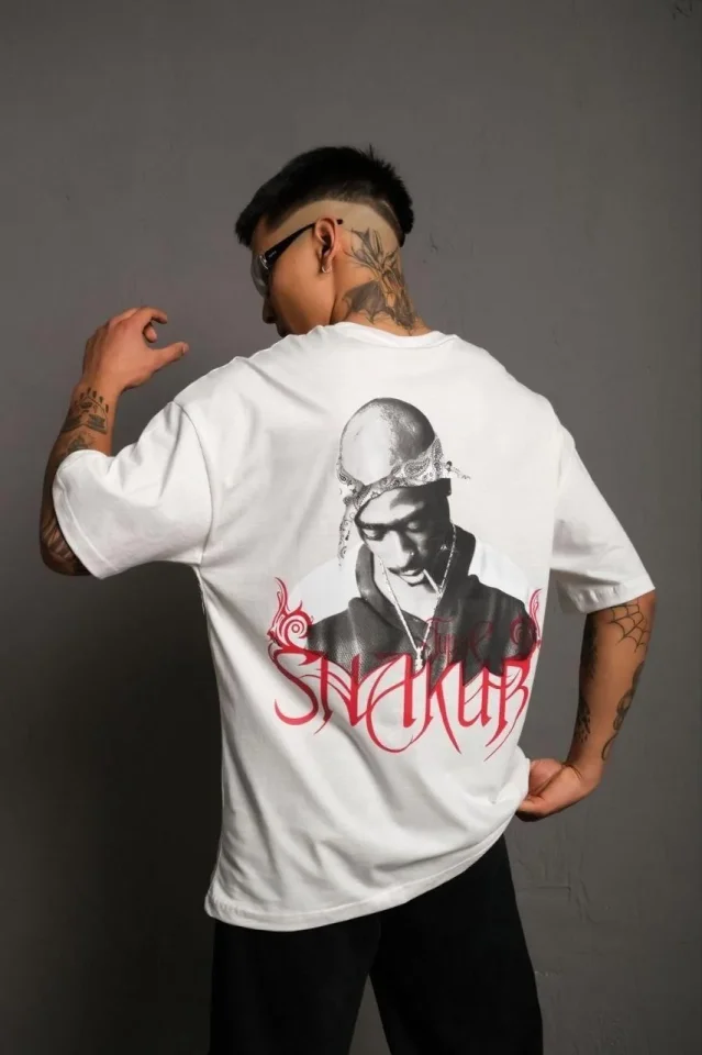 TY693a9bcf38bee693a9bcf38bf0.webp Erkek Oversize Tişört – Beyaz 24/1 Penye Kumaş, Bisiklet Yaka, Ön - Arka Baskılı, Streetwear Tarzı Rahat Büyük Kalıp T-Shirt- Beyaz - Görsel 1