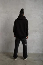 3 İplik Kapşonlu Sweatshirt Hoodie - Siyah - Görsel 3