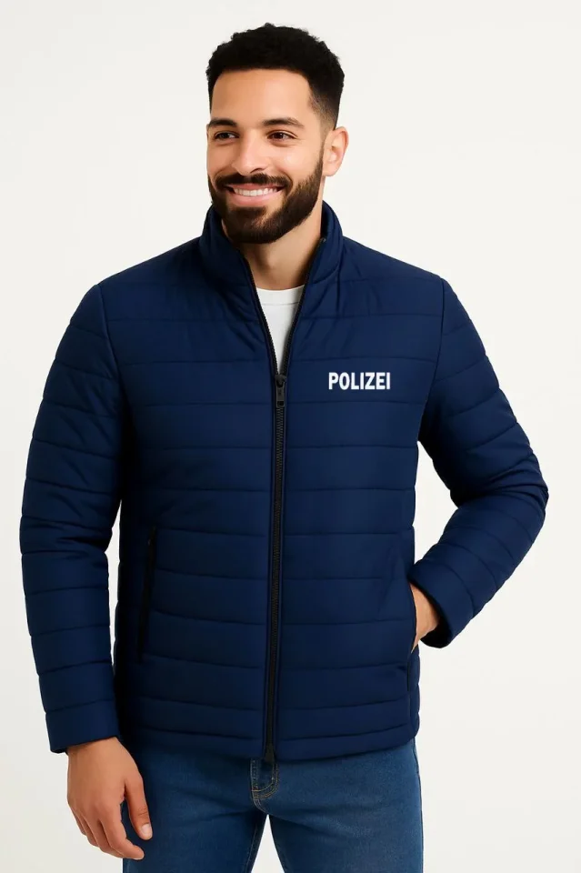 TY697639e36979b697639e36979d.webp Erkek Mikro Su İtici Kapitone Baskılı Astarlı Fermuarlı Bomber Mont - Lacivert - Görsel 1