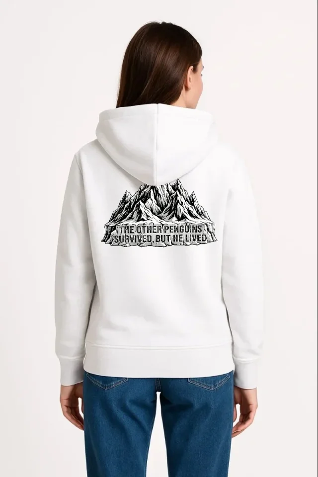 TY697b71d61afb2697b71d61afb4.webp Nihilist Penguen Temalı Oversize Kapüşonlu Sweatshirt - Beyaz - Görsel 1